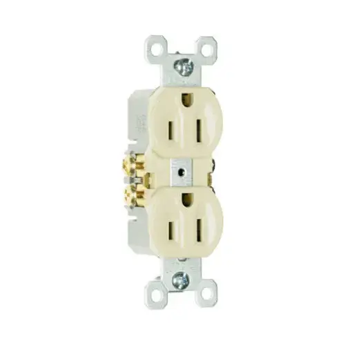 Standard Duplex Outlet, 2 -Pole, 15 A, 125 V, Push, Side Wiring, Ivory