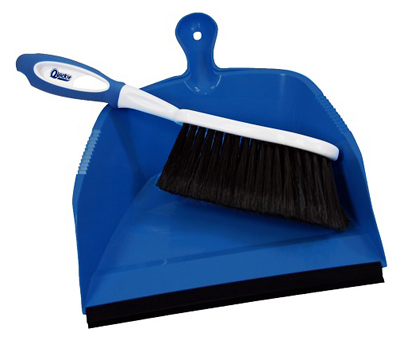 QUICKIE 410 Dustpan and Brush Set, Plastic/Poly Fiber Blue