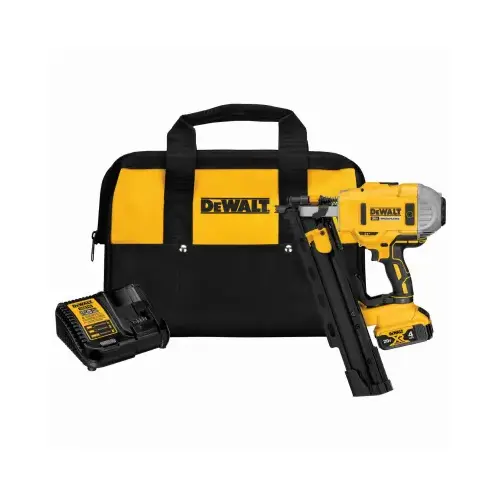 Framing Nailer Kit, Battery Included, 20 V, 4 Ah, 48 Magazine, 21 deg Collation, Plastic Collation