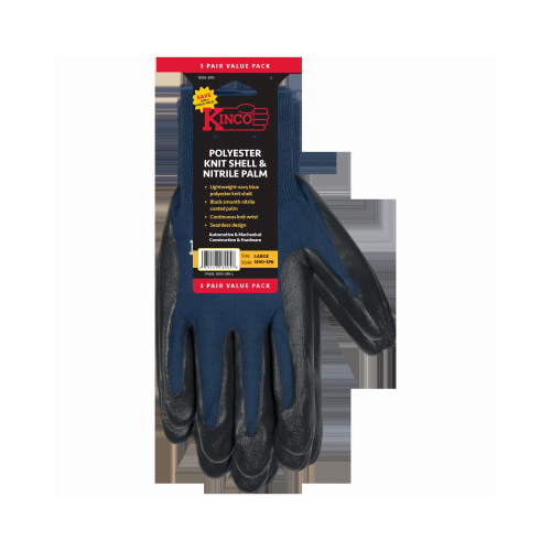 Gloves Men's Indoor/Outdoor Knit Wrist Cuff Navy L Navy
