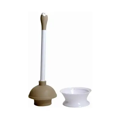 Plunger and Caddy, Ergonomic Handle Taupe