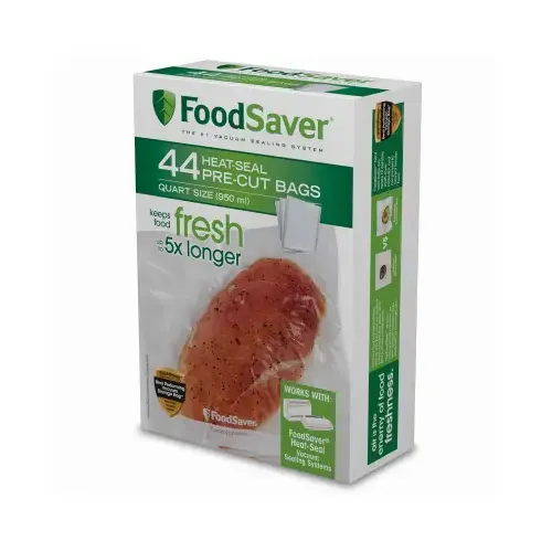 FoodSaver 2159417 Vacuum Sealer Bags for Airtight Food Storage and Sous Vide, Qt. Bags, 44-Ct. Clear