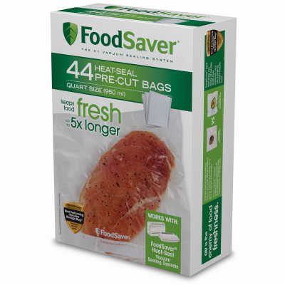 FoodSaver FSFSBF0226NP Vacuum Sealer Bags for Airtight Food Storage and Sous Vide, Qt. Bags, 44-Ct. Clear