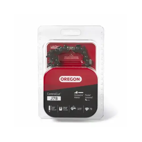 Oregon J78 ControlCut Chainsaw Chain, 21BPX Chain, 20 in L Bar, 0.058 in Gauge, 0.325 in TPI/Pitch, 78-Link