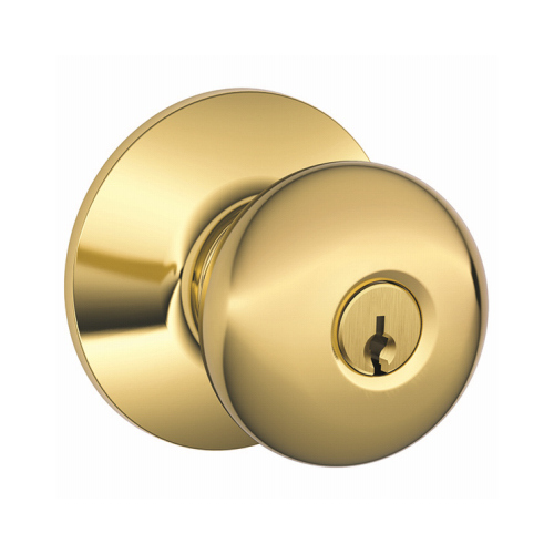 Schlage F51APLY605-XCP4 Keyed Entry Door Knob Plymouth Bright Brass ANSI Grade 2 1-3/4" Bright Brass - pack of 4