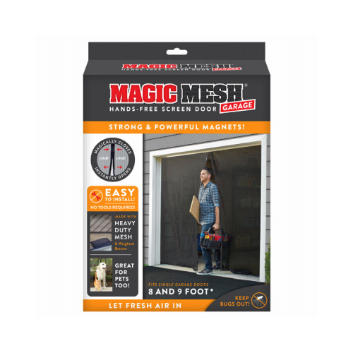 Magic Mesh MM181112 Hands Free Garage Screen Door Black