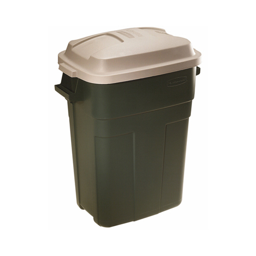 297900EGRN Trash Can, 30 gal Capacity, Plastic, Evergreen, Snap-Fit Lid Closure