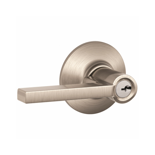 Latitude Lever Keyed Entry Lock C Keyway with 16211 Latch and 10063 Strike Satin Nickel Finish - pack of 4