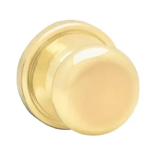 Door Knob, Polished Brass, 1-3/8 to 1-3/4 in Thick Door, 2-1/4 in Strike