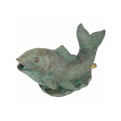 3.6 In. W. x 5.6 In. H. x 9 In. L. Resin Fountain Fish Spitter Green