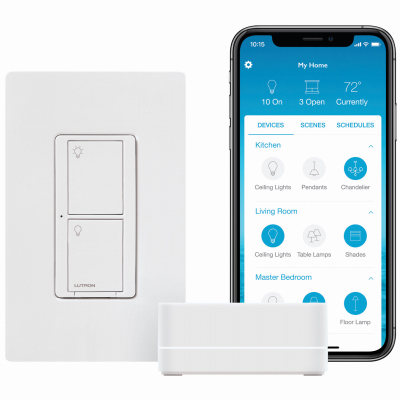 Lutron P-BDG-PKG1WS Dimmer Switch Caseta 5 amps Single Pole 3-Way White White