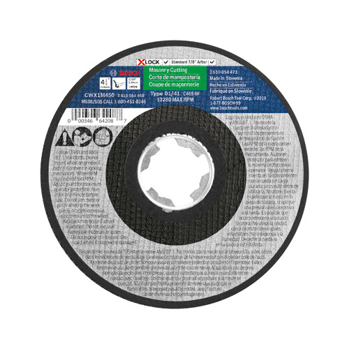 Robert Bosch Tool Corp CWX1M450 Abrasive Cut-Off Wheel 4-1/2" D X 7/8" S Aluminum Oxide