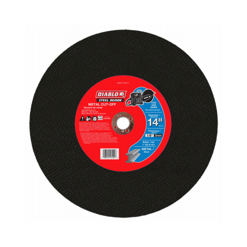 Steel Demon High-Speed Cut-Off Disc, 14 in Dia, 1/8 in Thick, 1 in Arbor, Ceramic Abrasive