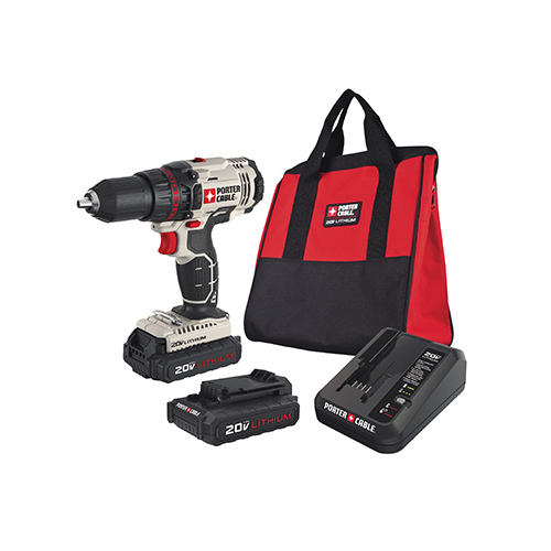 Drill/Driver Kit, Battery Included, 20 V, 1/2 in Chuck, Keyless Chuck