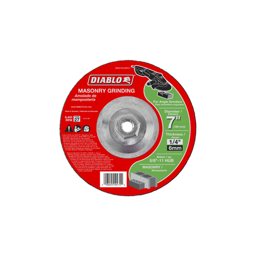 Grinding Wheel, 7 in Dia, 1/4 in Thick, 5/8-11 in Arbor, Aluminum Oxide Abrasive