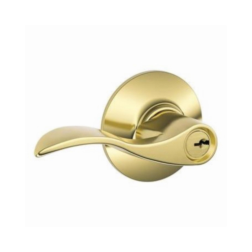 Schlage Residential F51A V ACC 505 Accent Series Entry Lever Lockset, Brass, Brass