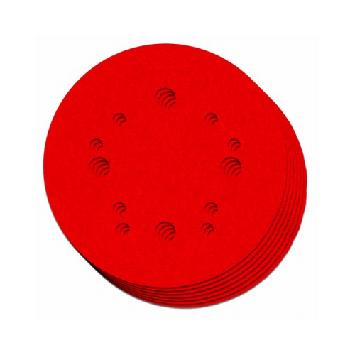 Sanding Disc Pack, 5 in Dia, 60, 80, 100, 120, 220 Grit, Coarse, Medium, Ultra Fine, Universal Red - pack of 15