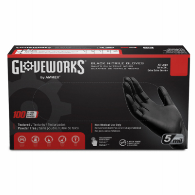 GLOVEPLUS GPNB44100 Non-Sterile Gloves, M, Nitrile, Powder-Free, Black, 13.86 in L - pack of 100