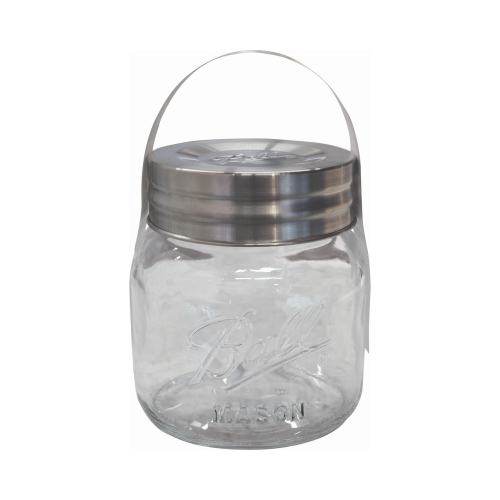 Storage Canning Jar, 64 oz Capacity, Glass, Clear, 5-3/4 in W, 6-1/2 in H