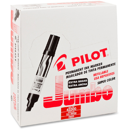 Pilot PIL43300 Super Color Permanent Marker, Chisel Lead/Tip, Red Lead/Tip