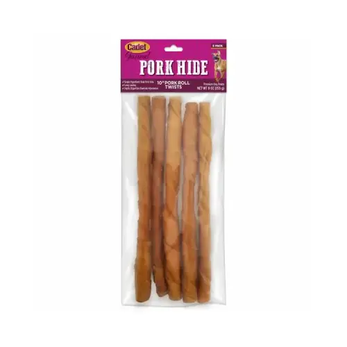 IMS TRADING CORP C07559 Gourmet Dog Treats, Pork Hide Twists, 10-In - pack of 5