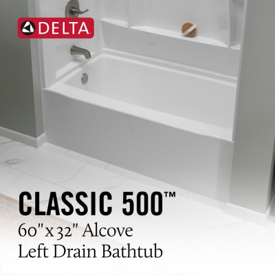 Delta B23607-6032L-WH 60x32" Left Bathtub