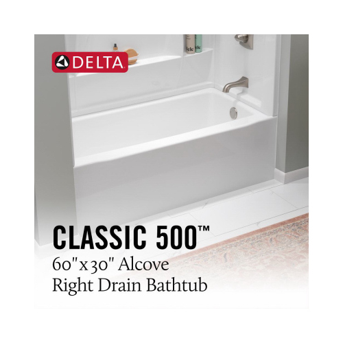 Delta B23607-6030R-WH 60x30" Right Bathtub