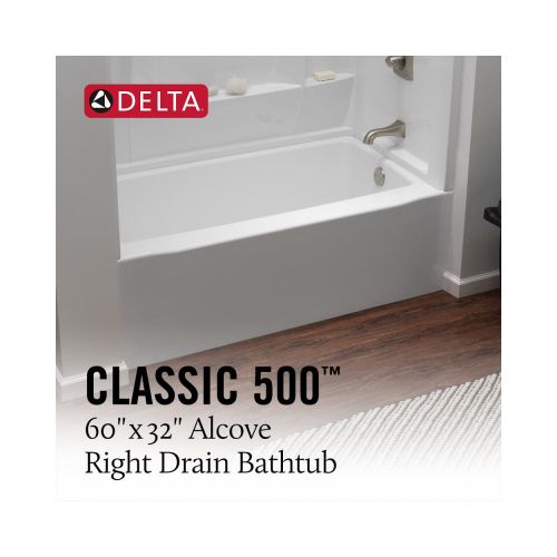 Delta B23607-6032R-WH 60x32" Right Bathtub