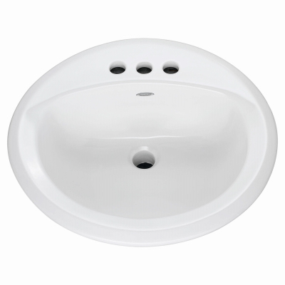 American Standard 0491.019.020 Rondalyn Series Countertop Sink, Round Basin, 3-Deck Hole, 19-1/8 in OAW, 7.79 in OAH White