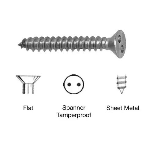 10 x 1" Flat Head Spanner Tamperproof Type A-Sheet Metal Screws