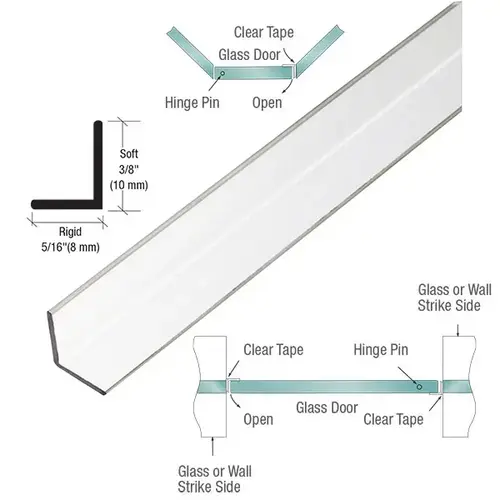 3/8 Inch Height Clear Dual Durometer Shower Door Seal "L" Seal -  84" Length - pack of 50