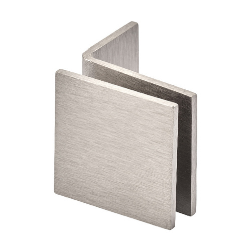 5/32 Inch To 3/16 Inch Clearance Gap Square Wall Mount Glass Clip With Mounting Leg Brushed Nickel