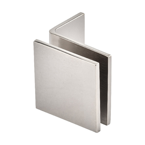 5/32 Inch To 3/16 Inch Clearance Gap Square Wall Mount Glass Clip With Mounting Leg Polished Nickel