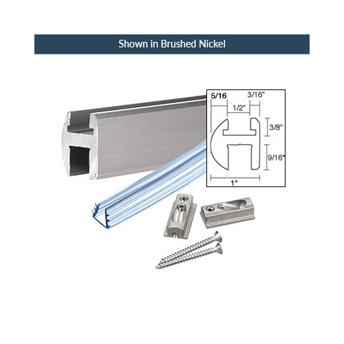 66 Inches Stock Length Euro-Header Shower Door Kit Aluminum Polished Nickel
