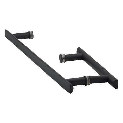 US Horizon HLS818CMB Matte Black 8" x 18" Square Ladder Pull Towel Bar/Handle Combo