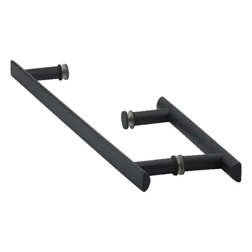Brixwell HLS818CMB Matte Black 8" x 18" Square Ladder Pull Towel Bar/Handle Combo