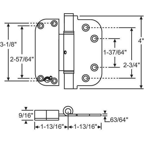 Adjustable Set Hinge Non-Removable Pin With Screws Satin Nickel