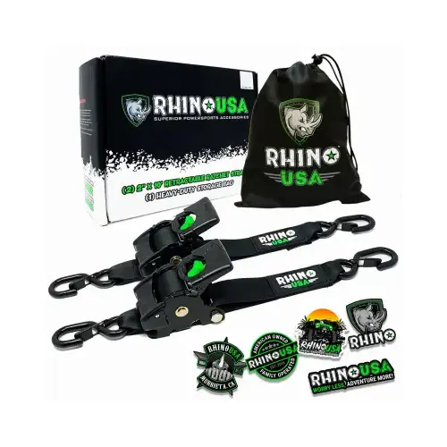 Rhino USA TD-RSRE2X10-BLK-R 2x10 Ratchet Strap - pair Black