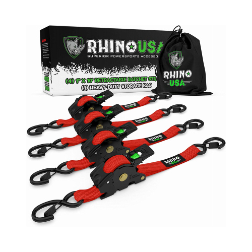 Rhino USA TD-RSRE1X10-RED 1x10 RED Ratch Strap  pack of 4