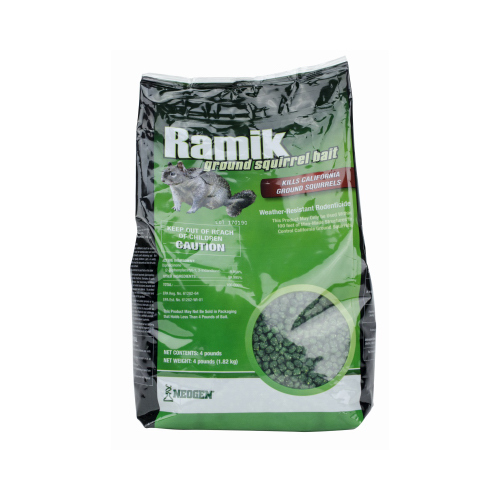 Ramik 116352 Ground Squirrel Bait, Pellet, Characteristic, Mild, Green, 4 lb Pouch