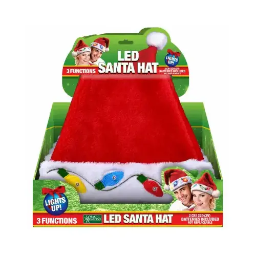 LED Light Plush Santa Hat, Assorted