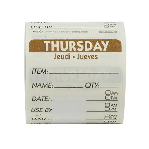Ncco Labels Dissolvable Thursday 2" X 2", 250 Each