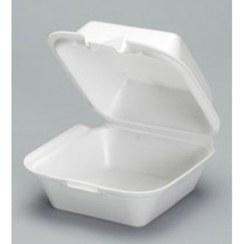 GENPAK SN225 Genpak - Hinged Container, Foam 5.81X5.69 1 Compartment White 3.13"H Hinged Lid Snap It, 125 Each, 125 Per Box, 4 Per Case