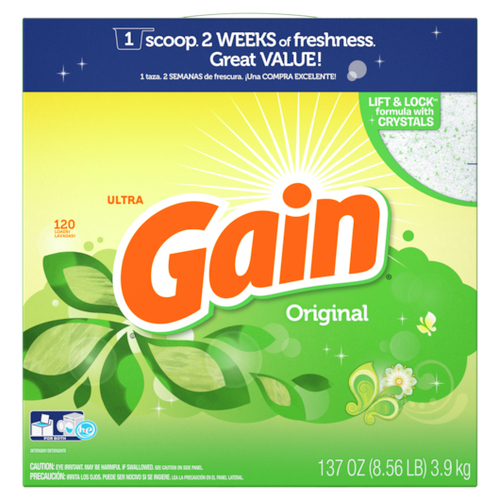 Gain Detergent Powder Regular High Suds, 8.56 Pound, 2 Per Case