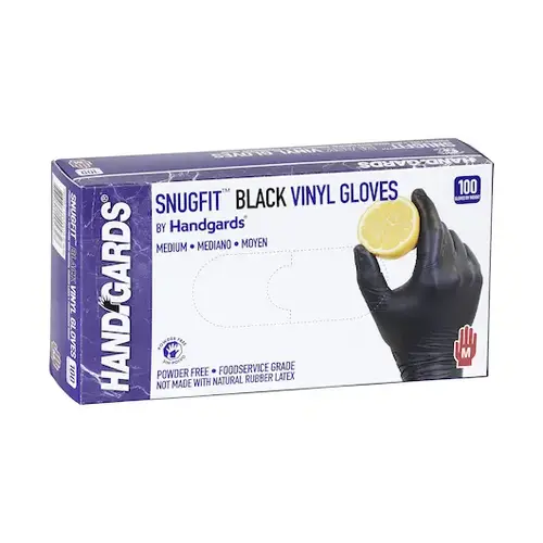 Handgards Hgi Medium Black Vinyl Disposable Gloves, 100 Each, 100 Per Box, 10 Per Case