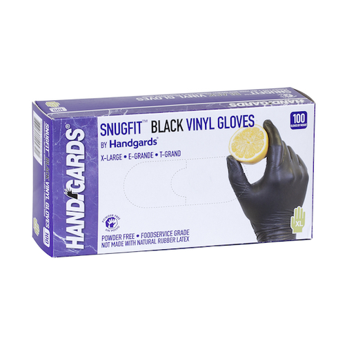 Handgards Hgi Extra Large Black Vinyl Disposable Gloves, 100 Each, 100 Per Box, 10 Per Case