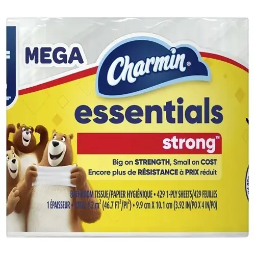 Charmin Essentials Strong Toilet Tissue Dry Unscented, 46.7 Square Foot, 36 Per Case