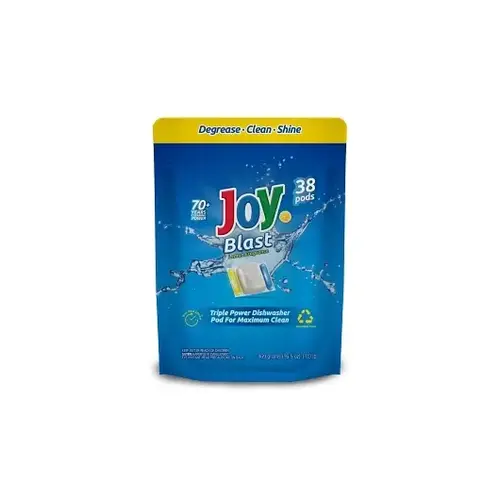 Joy Blast Lemon Fragrance 3 Chamber Dishwasher Pod, 38 Pods, 38 Count, 8 Per Case