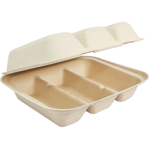 World Centric 8X7x3" 3-Compt Taco Take Out, 50 Each, 6 Per Case