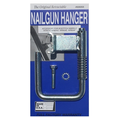 MUTI 60605X Nailgun Hanger, Steel, Zinc, For: Hitachi NR90AE, NR90AD, Stanley Bostitch N88RH-2 Nailer